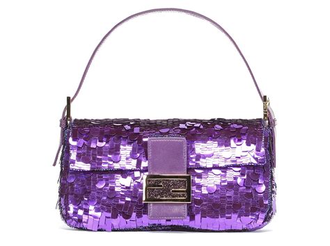 fendi baguette purple sequin bag|Fendi suede baguette bag.